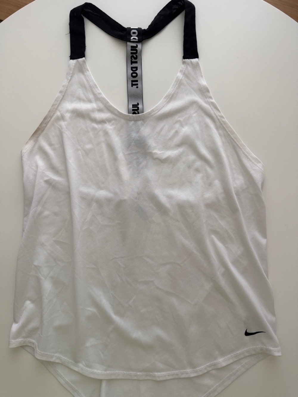 Nike White Tank with Black Straps and Branded Back Strap